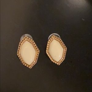 Cream White and Gold Earrings